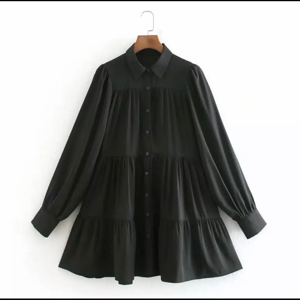 Zara black loose shirt dress